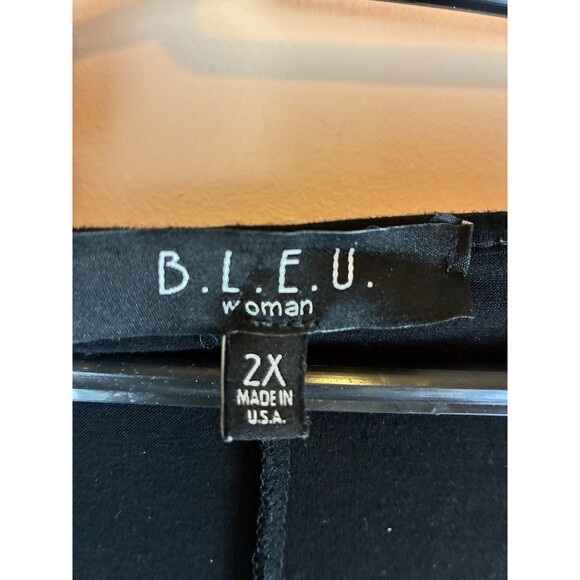 BLEU Women’s 3/4 Sleeve Black Tunic Silver Sequins Size 2X Sheer Trim - Picture 3 of 5